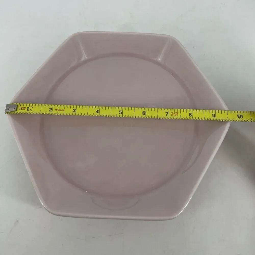 Set of 4 IKEA Hexagon Salad Plates Ballet Pink 9.5” Ceramic Retired EUC